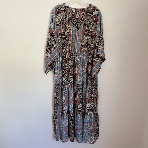Me 2 Magic Boho Paisley Maxi Dress Women’s 1X Multicolor India Made - Picture 1 of 9